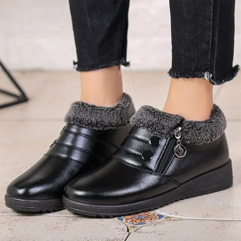 Женские зимние короткие плюшевые теплые ботинки Женская водонепроницаемая