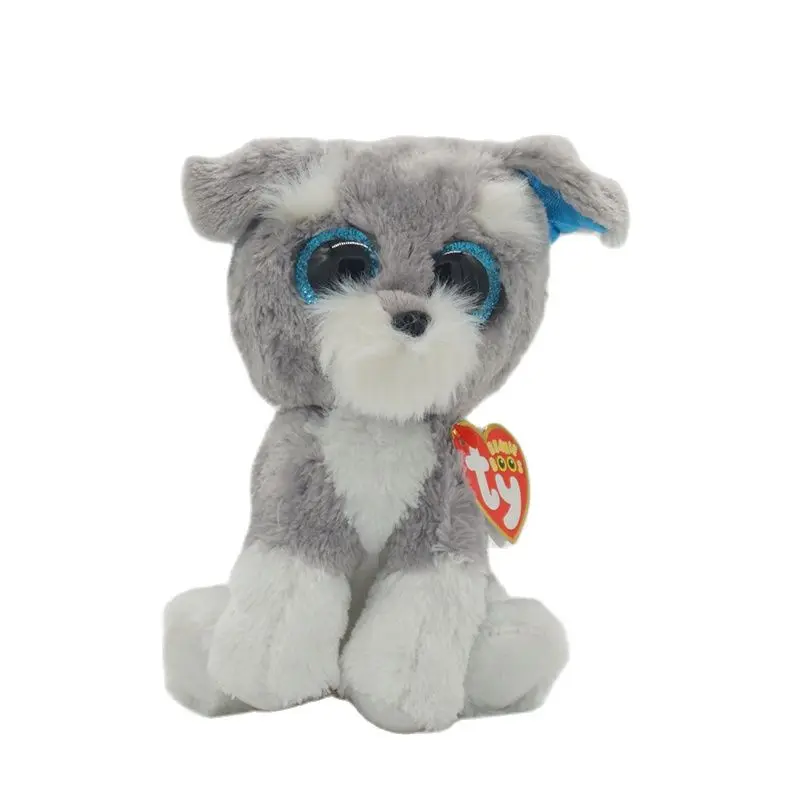 

New Ty Beanie Boos Big Eyes 6" 15 CM Grey Schnauzer Soft Plush Stuffed Animal Cute Doll Toy Boy Girl Birthday Christmas Gift