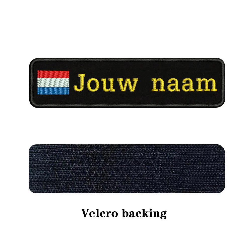 yellow-Velcro Заказная вышивка, голландское имя флага или заплатка с текстом 10 см* 2,5 см значок, железная или липучка Подложка для одежды, штанов, рюкзаков, шапок - Цвет: yellow-Velcro