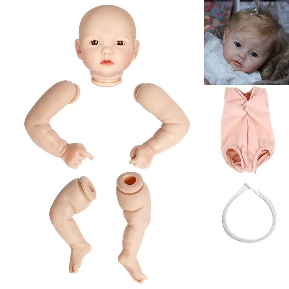 

ADFO Reborn Kits 20 Inches Reborn Baby Doll Kit Realistic Handmade Vinyl Silicone DIY Painted Unassembled Parts with Body Eyes