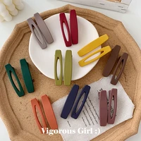 2pc korea macaron color hair clips acrylic barrettes geometric hollow matte hair clips for girls women hair accessories
