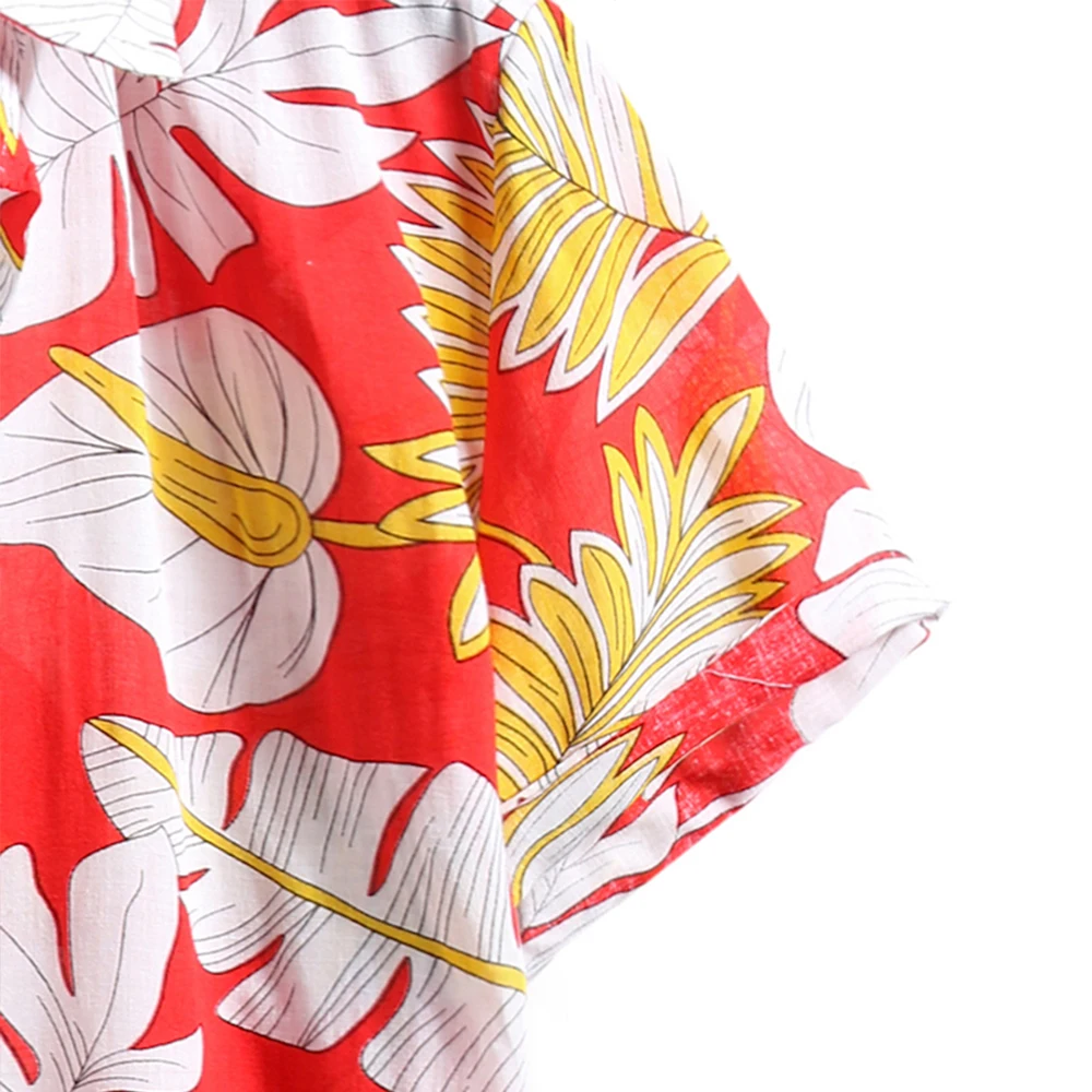 

Europe Size Flowers Men Shirts Hawaii Summer Beach Short-Sleeved Shirts For Men Single-Breasted Loose Soft Shirt Casual Harajuku