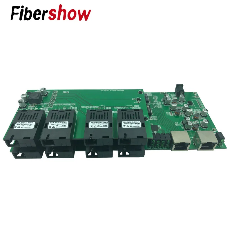 Гигабитный промышленный одномодовый оптоволоконный коммутатор Ethernet 8 155 м волоконный порт 2 1000 м RJ45 печатная плата