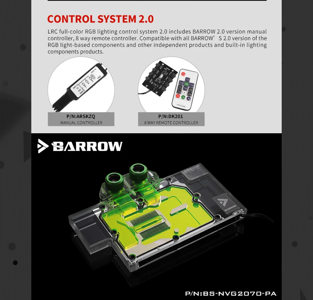 Курган BS-NVG2070-PA, полное покрытие видеокарты водяного охлаждения блоки, для NVIDIA основатель издание RTX2070/2060, INNO3D RTX2070 Твин