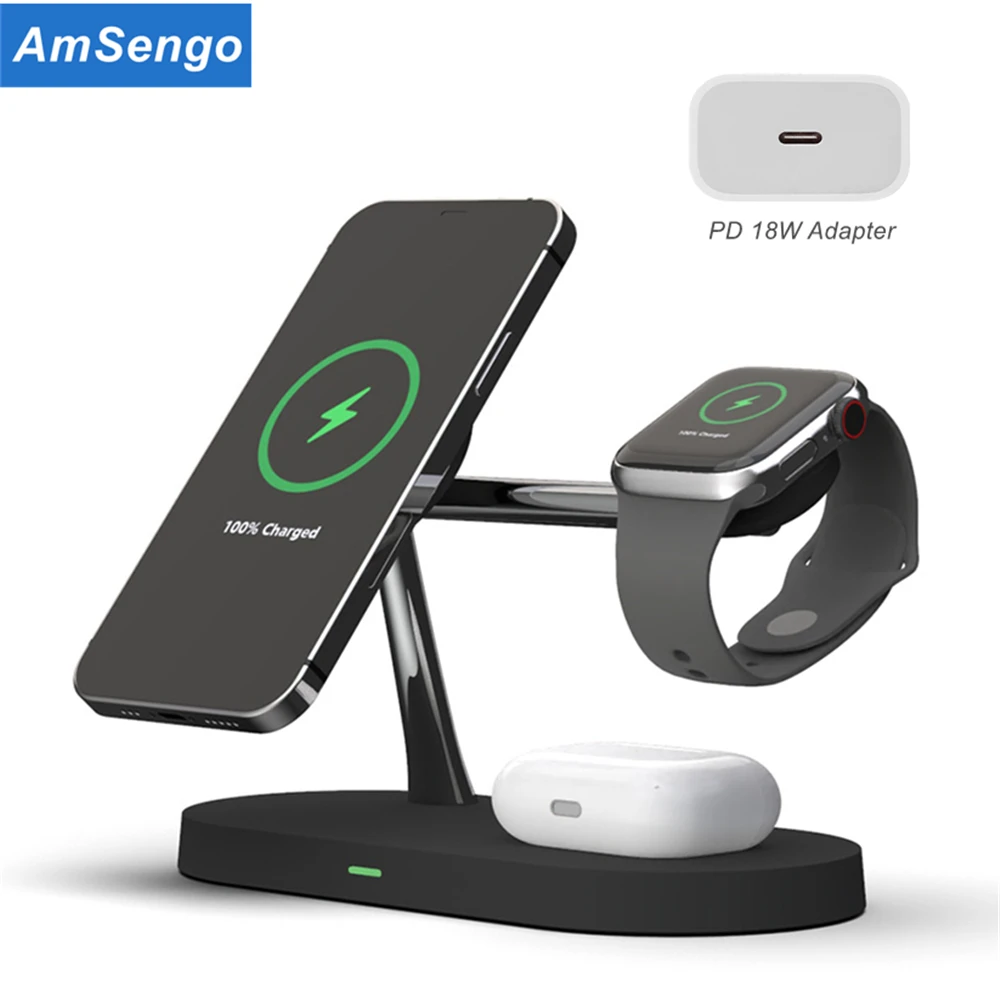 Зарядная Станция 3 в 1 15 Вт магнитное Беспроводное зарядное устройство для Magsafe