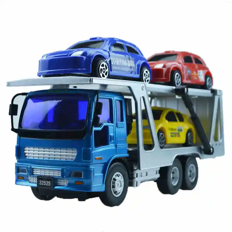 

toy car trucks Small Car Transport Truck Series Double Trailer Children Of Inertia Toy Model Plastic 2-4 Years 2020
