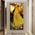 Животное Искусство Золотой Зеленый Павлин настенная Картина на холсте современный скандинавский плакат и принты для гостиной интерьерная декоративная картина