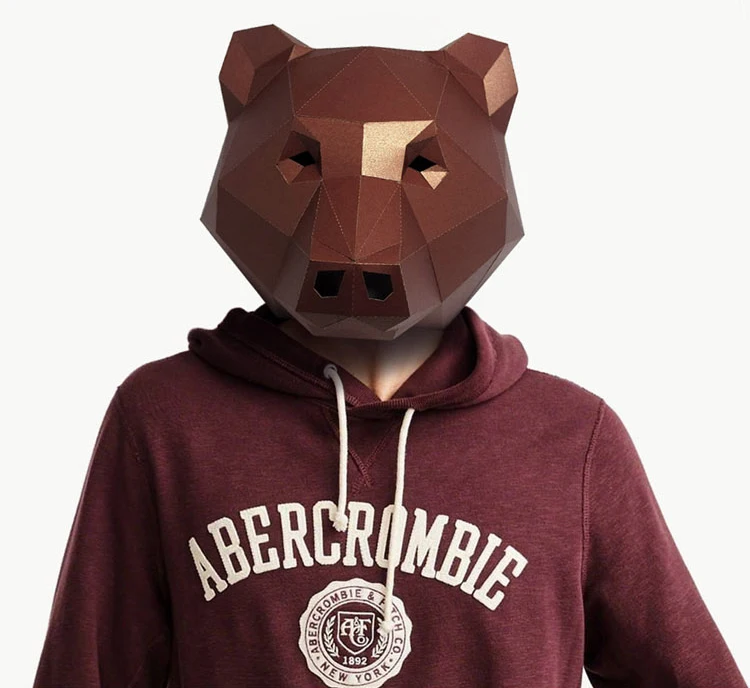 Нарезанные Бумага маска 3D медведь костюм для Хэллоуина Косплэй DIY ремесло Маска