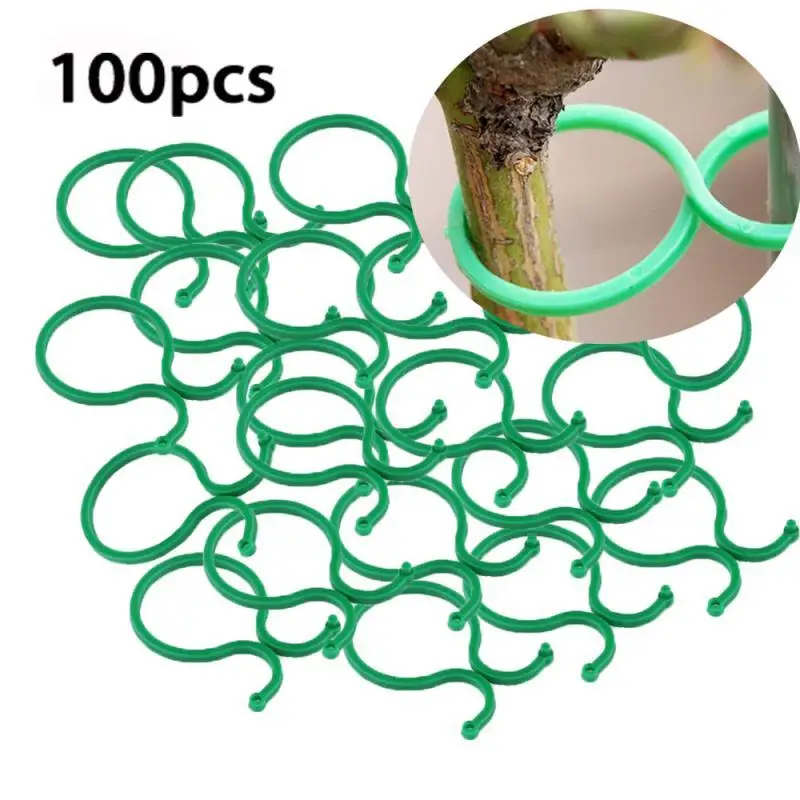 100pcs Garden Vine Strapping Clips Plant Bundled Buckle Ring Tools Holder Tomato Flowers Fixed Suppor Garden Plant Accessories