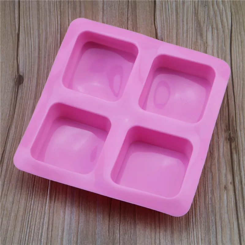 

4 Cavity Square Soap Mold Silicone Craft DIY Making Homemade Cake Mould 3D Plain Soap Mold Form Silicone Mold For Soap Macking