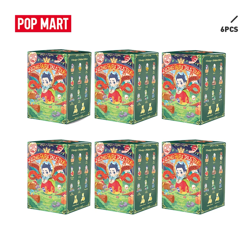 

POP MART 6PCS Sale Promotion Nezha's Fairy Tale Tour series Chinese fairy tale Toys Action Figure blind box Birthday Gift Kid