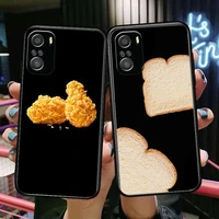 fried chicken and bread phone case for xiaomi redmi 11 lite pro ultra 10 9 8 mix 4 fold 10t black cover silicone back prett