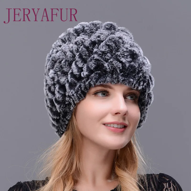 Фото Jeryafur человек женщина натуральный мех шляпа Рог кроличий ручной работы меху шапка