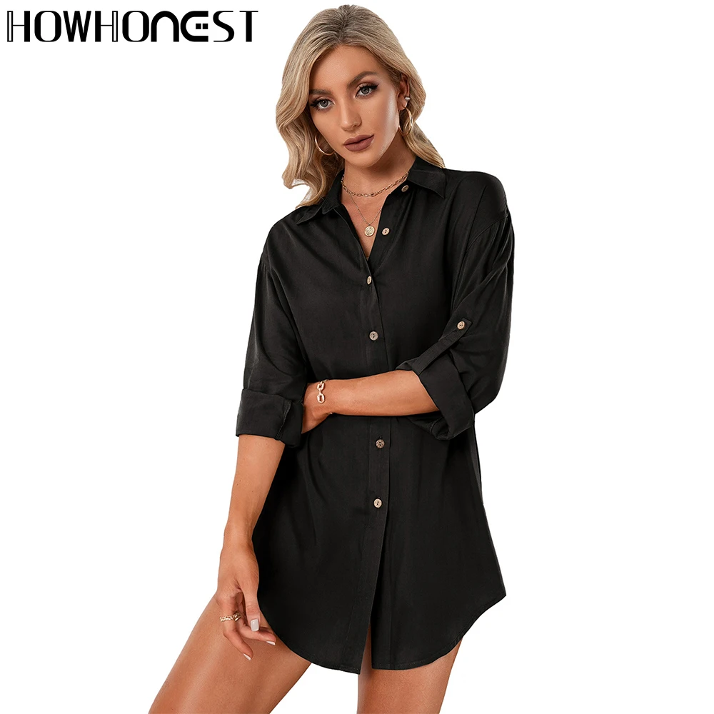 

Женская блузка, Элегантный Модный Повседневный Кардиган, женские рубашки, Простая рубашка, топы, женская сексуальная Осенняя Длинная блузк...