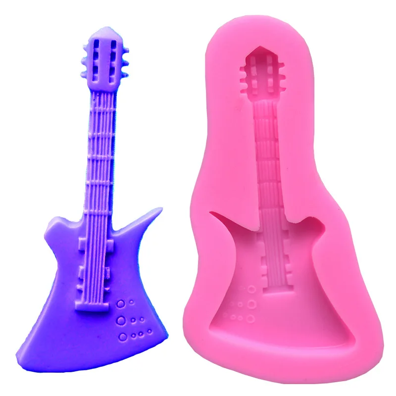 kuchen dekoration diy werkzeuge delicate elektrische gitarre hübsche 3d schokolade flüssigkeit silikon formen pastry mould jello pudding c13