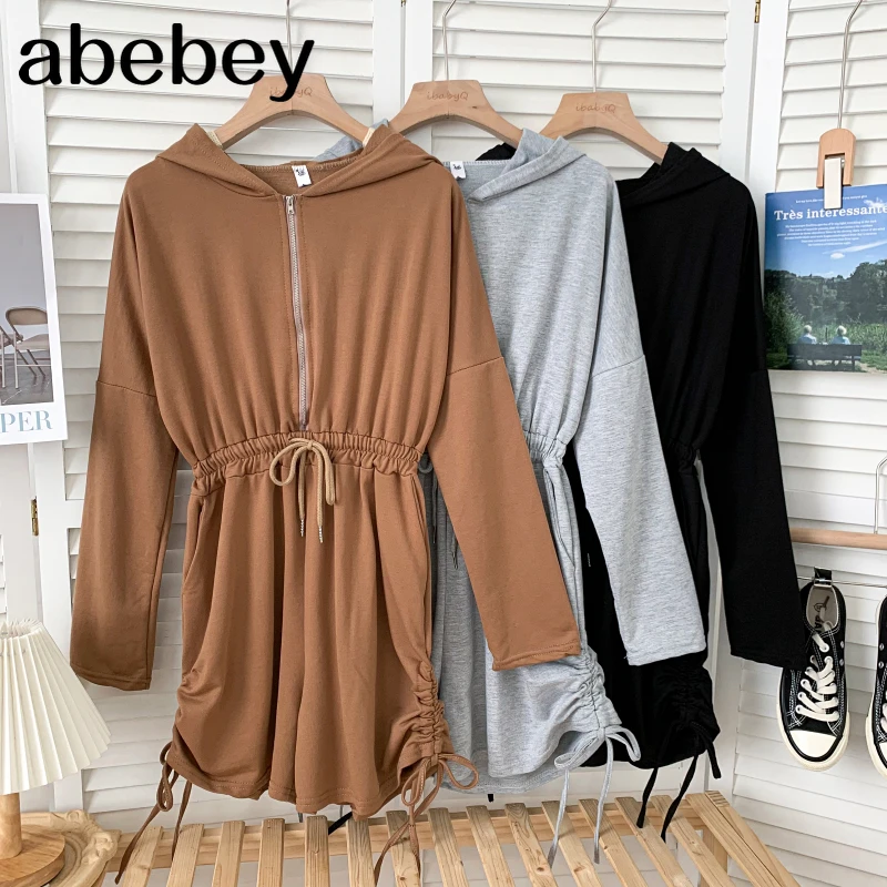 

Модные комбинезоны на молнии с воротником с капюшоном и длинными рукавами, бандажные повседневные Комбинезоны на завязках с высокой талией...