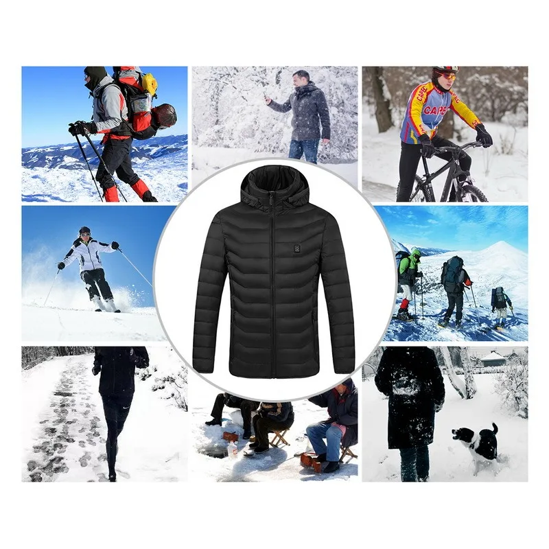 

2021 USB Electric Heating Jacket 8 and 4 Areas Heating Vest Long sleeve Heating Coat Thermal Washable gilet homme manche longue