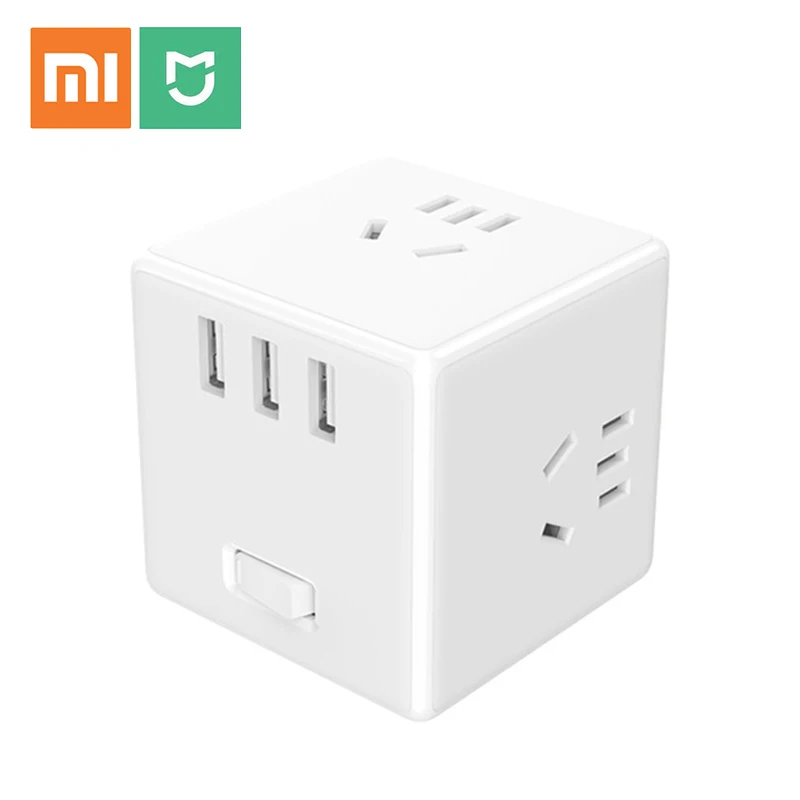 Xiaomi Mijia Rubik's Cube Converter Protection Design Strip 3USB Socket PD Fast Charger plug-in Power Electric Wired Converter