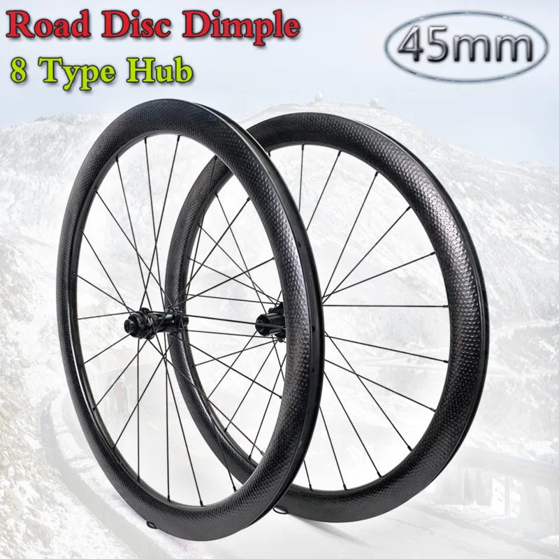 online GO-PROE 700c Estrada Disco De Freio Carbono Rodado Alta Tg Golf Dimple Superfície 45*25mm Jantes Clincher Tubular Rodas Carbono Para Ciclismo