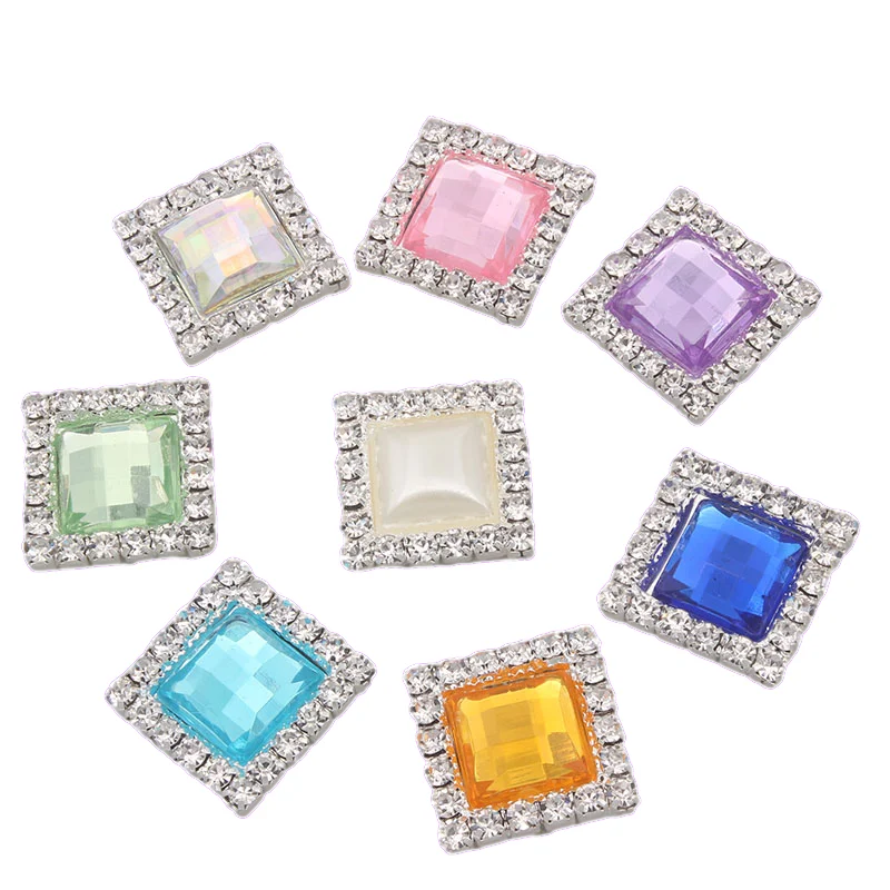 10 шт. квадратные жемчужные пуговицы с плоской задней стороной 15 мм декоративный