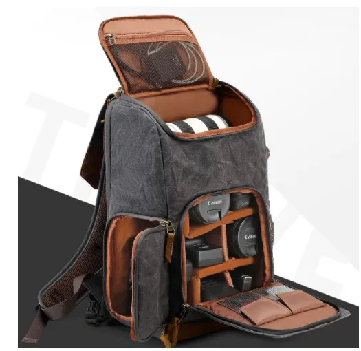 slr camera rucksack bag waterproof retro photography camera lens backpack free global shipping