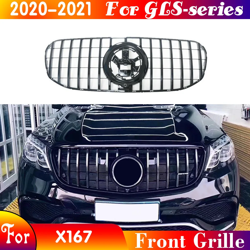 

Car Styling Front Racing Grille Bumper For Mercedes-Benz GLS X167 2020 2021 GLS450 GLS580 Grill Vertical Style For Maybach GT
