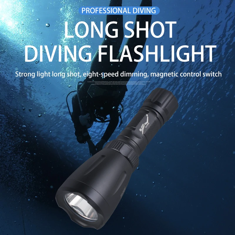 

8 lighting mode LED flashlight outdoor camping portable waterproof flashlight IPX8 diving flashlight