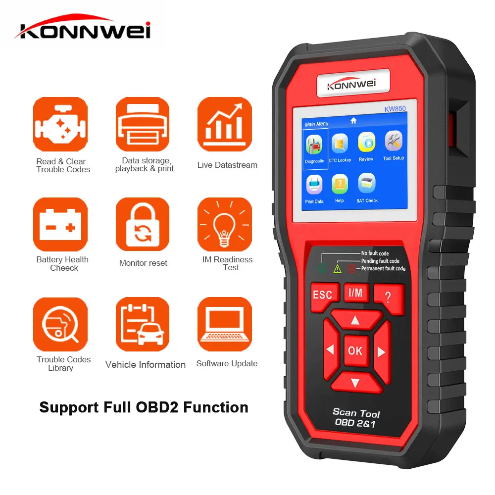 OBD OBD2 сканер Профессиональный автомобильный диагностический сканер инструмент KW850 автомобильный дефект OBD2 сканер кода диагностический сканер