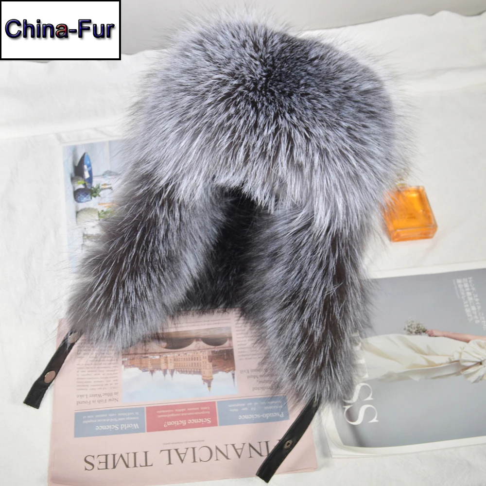 Мужская Уличная ветрозащитная зимняя шапка-бомбер из натурального Лисьего меха