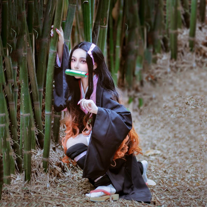 Kamado Nezuko косплей костюм в японском стиле аниме Kimetsu no Yaiba маскарадный для хелоуина
