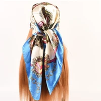 2021 latest fashion carriage print pattern satin ladies scarf 90 square scarf wholesale ladies headscarves can be used as shawls