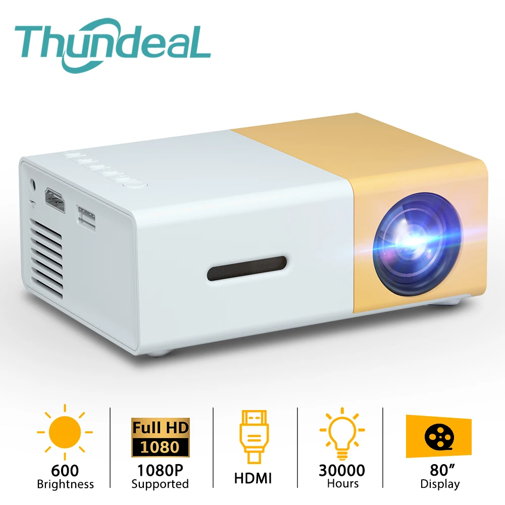 Мини проектор ThundeaL YG300 Pro аудио YG 300 USB портативный для 1080P домашний медиаплеер