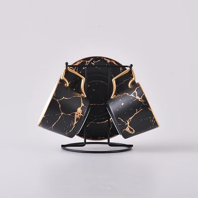2pcs Креативная мраморная кофейная чашка Пномпень с блюдцем, набор скандинавских матовых высококачественных керамических кофейных чашек, бытовой чайный набор, кофейная чайная чашка - Цвет: 2pcs