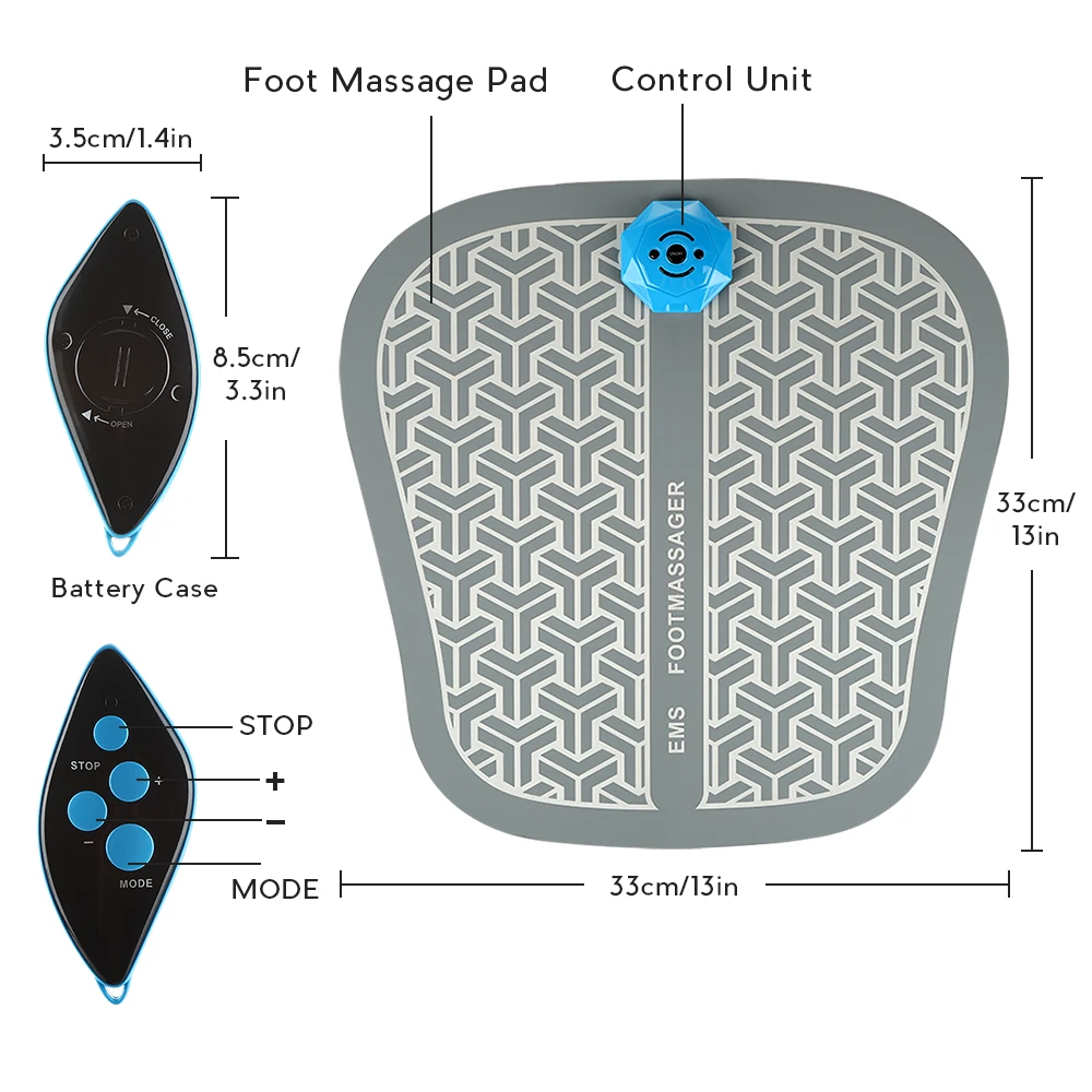 

Electric Ems Foot Massager Pad Feet Muscle Stimulator Shiatsu Wireless Improving Blood Circulation Pain Relieve ABS Massage