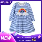 Детские платья для девочек с длинным рукавом, единорог, Raibow, детское платье в полоску со звездами, Повседневное платье принцессы для девочек