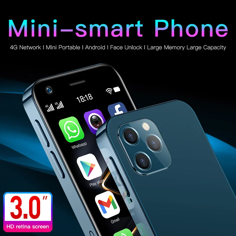 small mini android 9 0 smartphones cheap 4g quad core face id cell phone 3gb ram 32gb 64gb rom 3 0 single camera mobile phones free global shipping