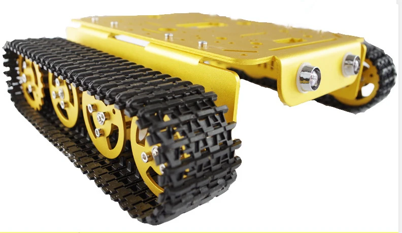 Gold tank chassis SZDOIT PS2 геймпад ручка управления металлический умный Танк шасси гусеничный автомобиль RC робот Платформа 12 В мотор DIY для Arduino игрушка - Цвет: Gold tank chassis