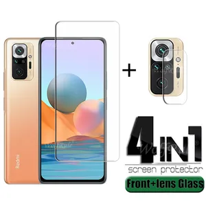 4 in 1 for xiaomi redmi note 10 pro glass for redmi note 10 pro hd screen protector for poco m3 redmi note 9 10 pro camera glass free global shipping