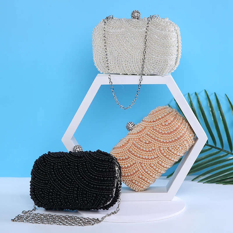 

Pearl Clutch Bags Women Purse Ladies white Hand Bags Evening Bags for Party Wedding black Shoulder Bag Bolsa Feminina