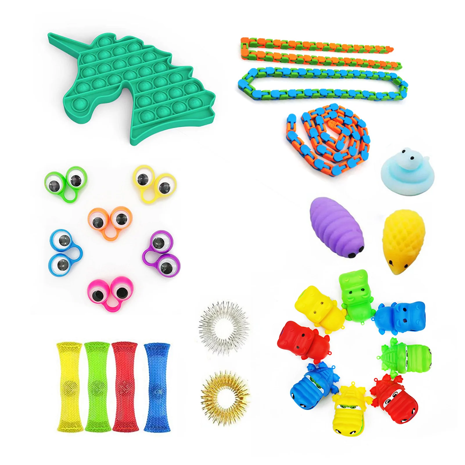 21PCS Pack Fidget Sensory Toy Set Stress Relief Toys Autism Anxiety Relief Stress Pop Bubble Fidget Toys For Kids Adults