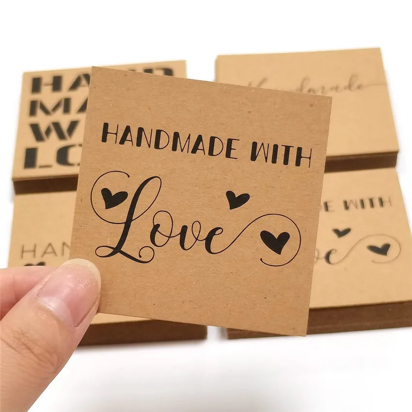 Карточки Handmade with love из крафт-бумаги 50 шт.