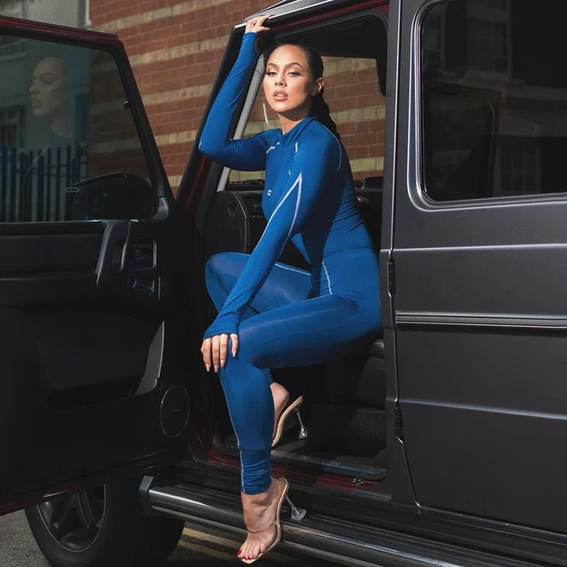 

FUFUCAILLM осенний полосатый Женский комплект с длинным рукавом воротник-стойка + леггинсы с высокой талией 2 шт. Повседневный Спортивный костюм ...