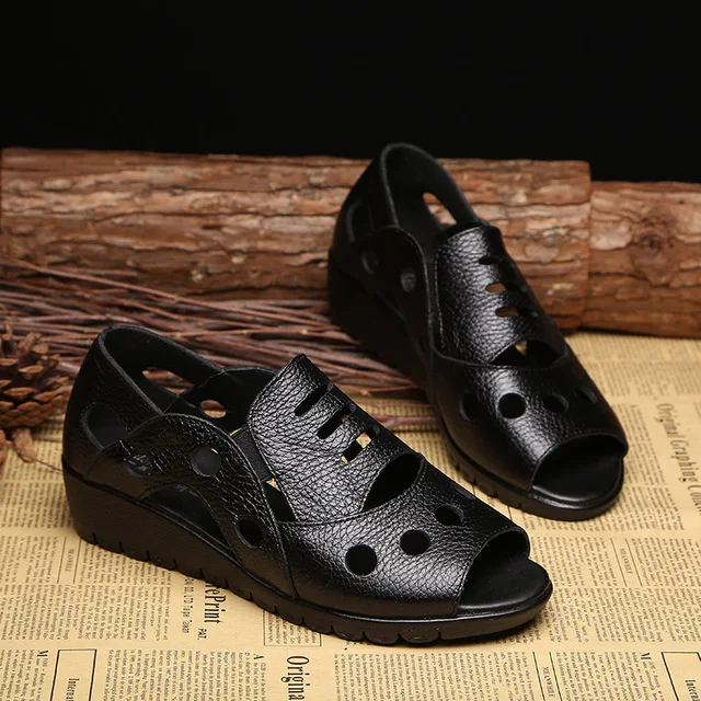 Сандалии женские из натуральной кожи с открытым носком батальных