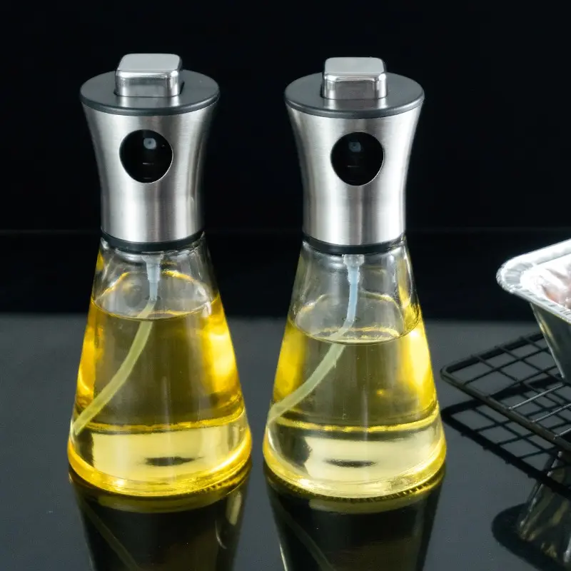 

100/200ml Empty Spray Bottle Stainless Steel Kitchen Olio Sprayer Leak-proof Soy Sauce Olive Bottle Dispenser BBQ Cooking Tools