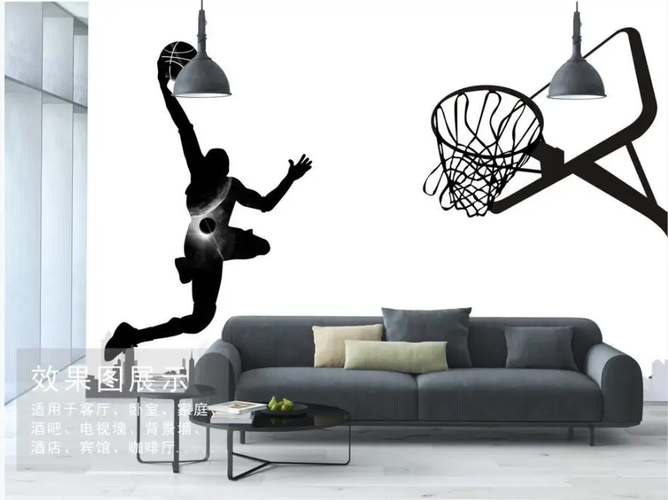 Custom photo 3d wallpaper Basketball city black and white background wall room home decor murals for walls 3 d |