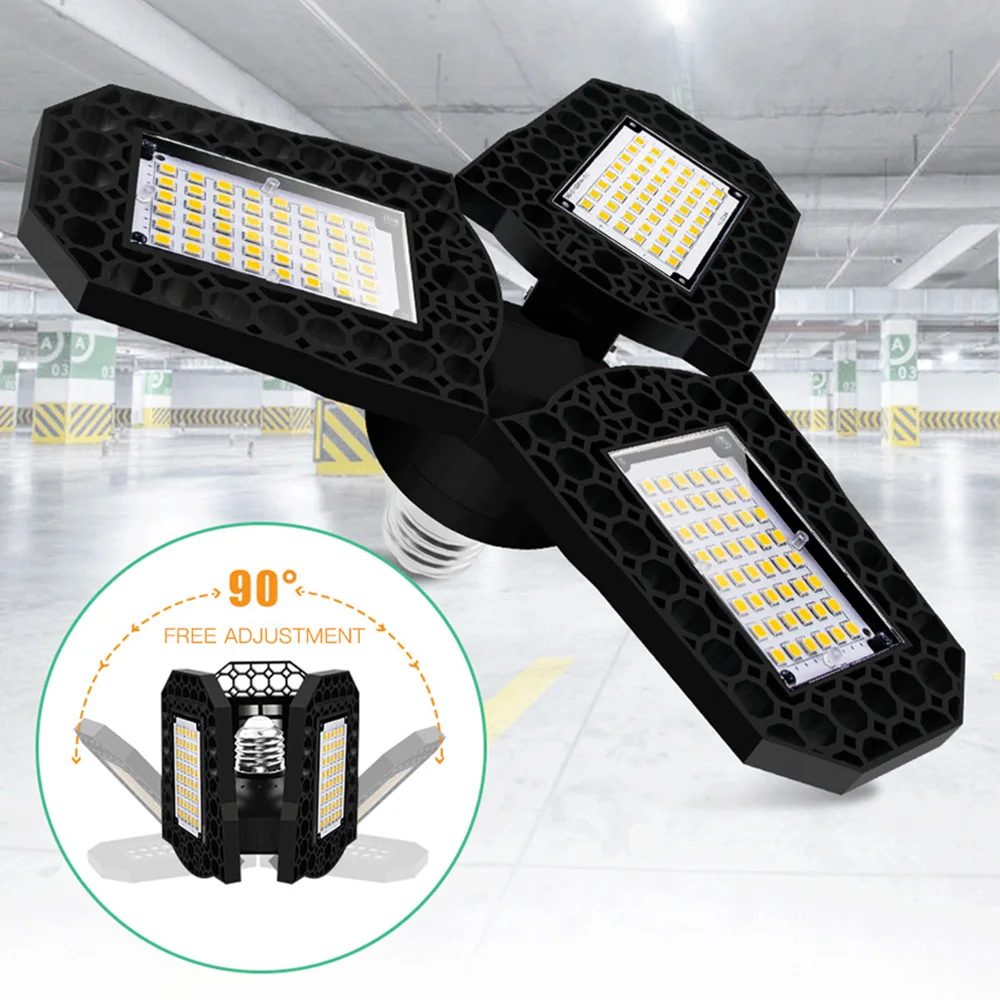 

LEADLY 80W LED Garage Light Deformable E27 Garage Lights Ceiling LED 6000lm LED Folding Light Garage Lighting Garage Light Bulb