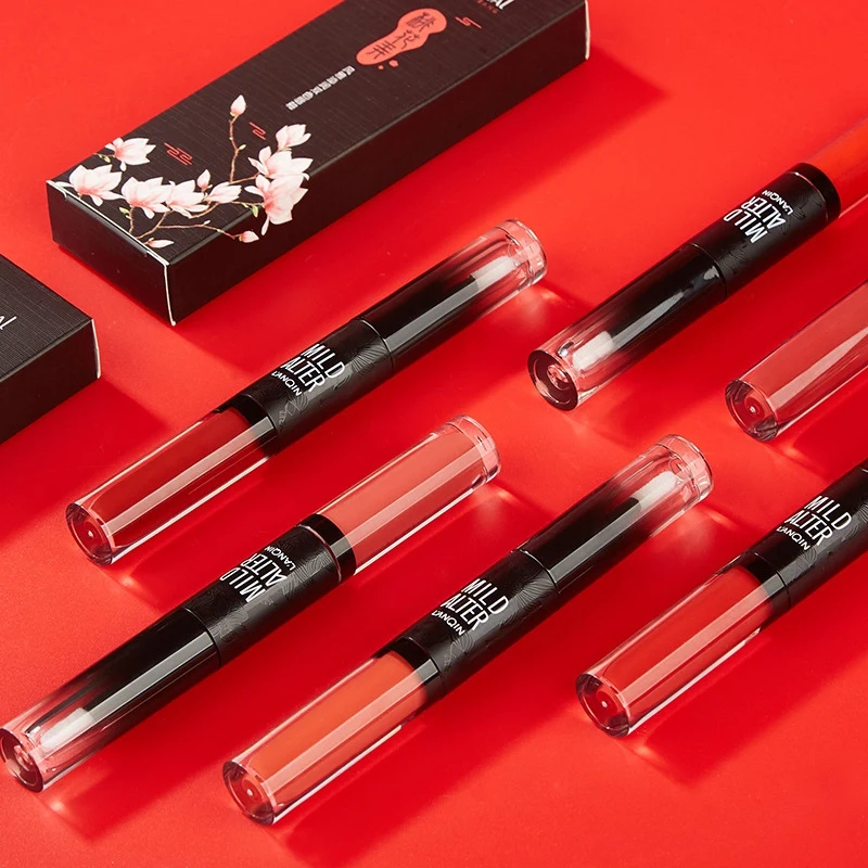 Двойная головка 6 цветов губная помада для макияжа блеск губ длительное увлажнение Косметическая Помада