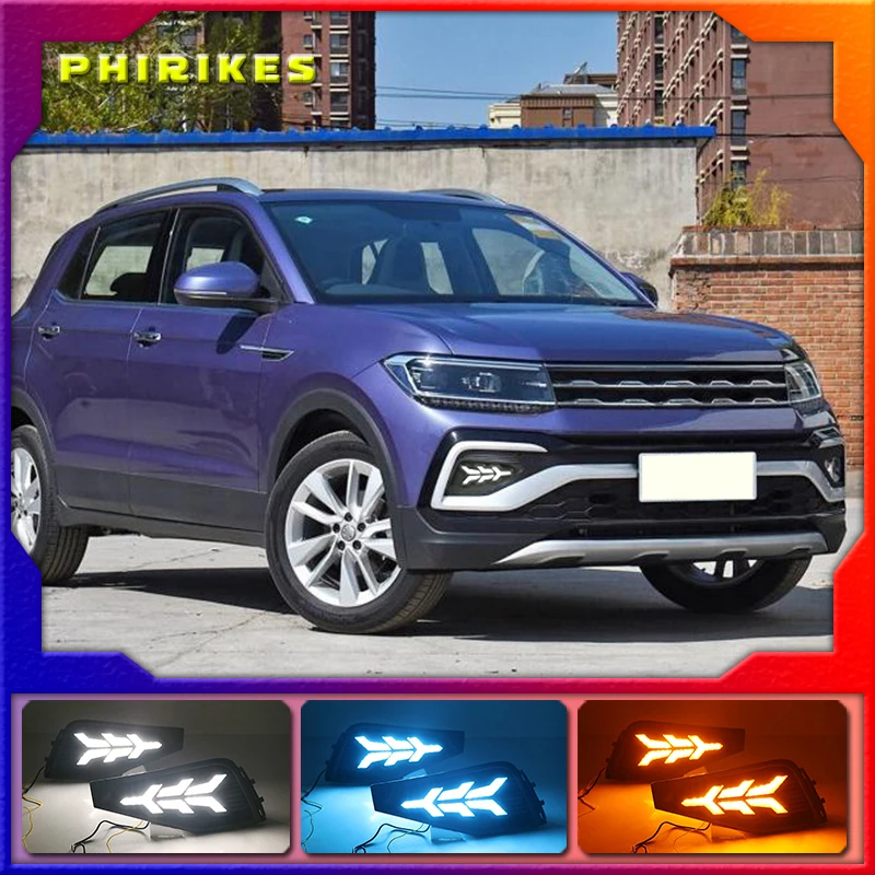 

1 комплект для Volkswagen VW T-Cross tcross 2019 2020 дневные ходовые огни сигнал поворота противотуманная фара крышка 12 В ABS светодиодный DRL Стайлинг автомобиля
