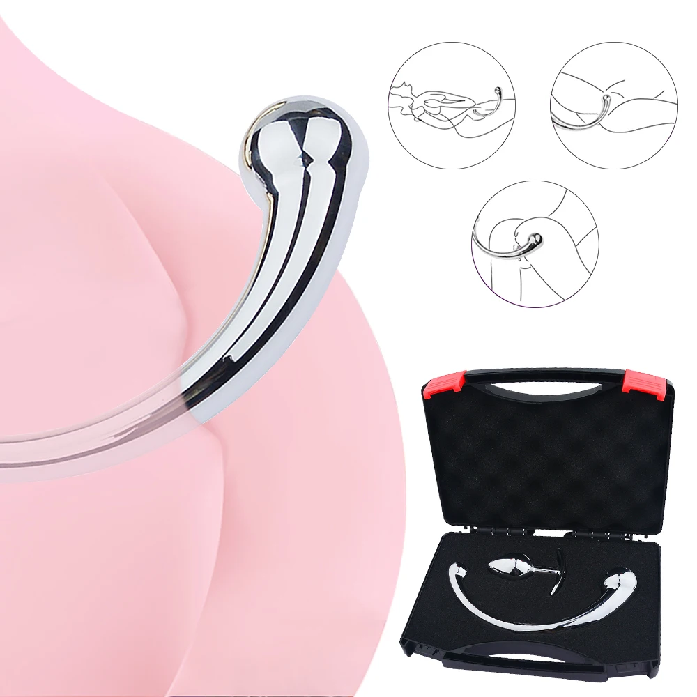 Двухсторонняя палочка из нержавеющей стали для массажа точки G чистый