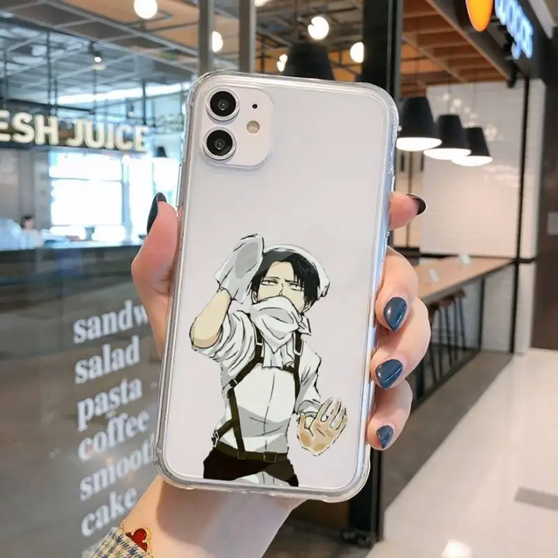 

Attack on Titan Levi Rival Phone Case Transparent for iPhone 11 12 mini pro XS MAX 8 7 6 6S Plus X 5S SE 2020 XR